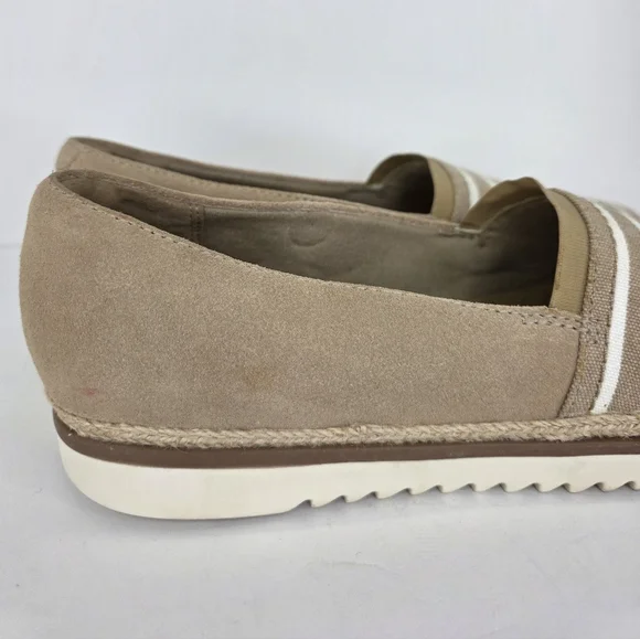 Clarks Serena Paige Womens Slip-Ons Loafers Beige Sand Suede Striped Size 11M - Picture 8 of 16